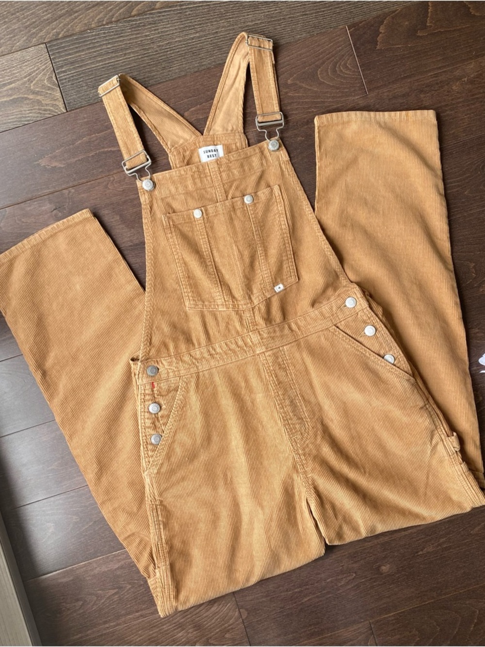 Sunday Best Tan Corduroy Overalls